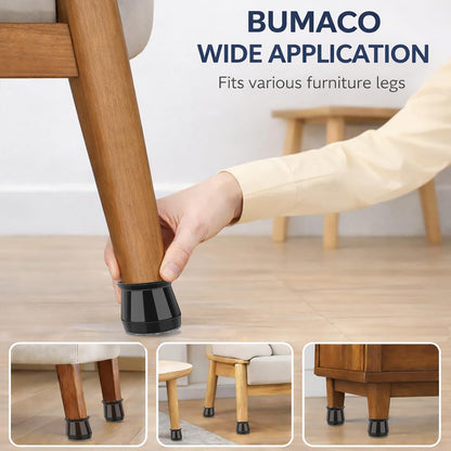 BUMACO Chair Leg Floor Protectors Chair Leg Protectors for Hardwood Floors Silicone Pads Covers to Protect Floors Black-40 Pcs Universal L (1-5/16" to 2")