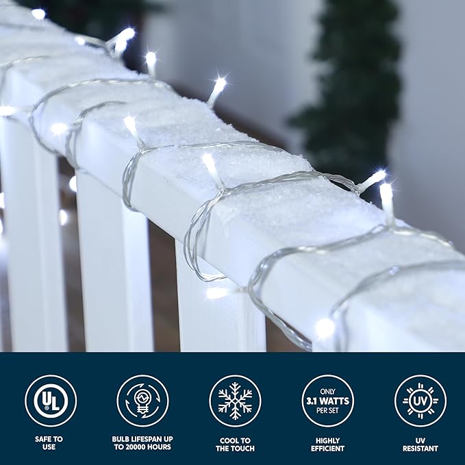 JOYIN 66FT Connectable Christmas String Lights Clear Wire, 8 Modes 200 LED Twinkle Fairy Lights for Indoor Outdoor, Christmas Tree, Classroom, Bedroom, Yard, Patio, Party Decor (Cool White)