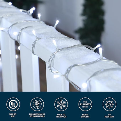 JOYIN 66FT Connectable Christmas String Lights Clear Wire, 8 Modes 200 LED Twinkle Fairy Lights for Indoor Outdoor, Christmas Tree, Classroom, Bedroom, Yard, Patio, Party Decor (Cool White)