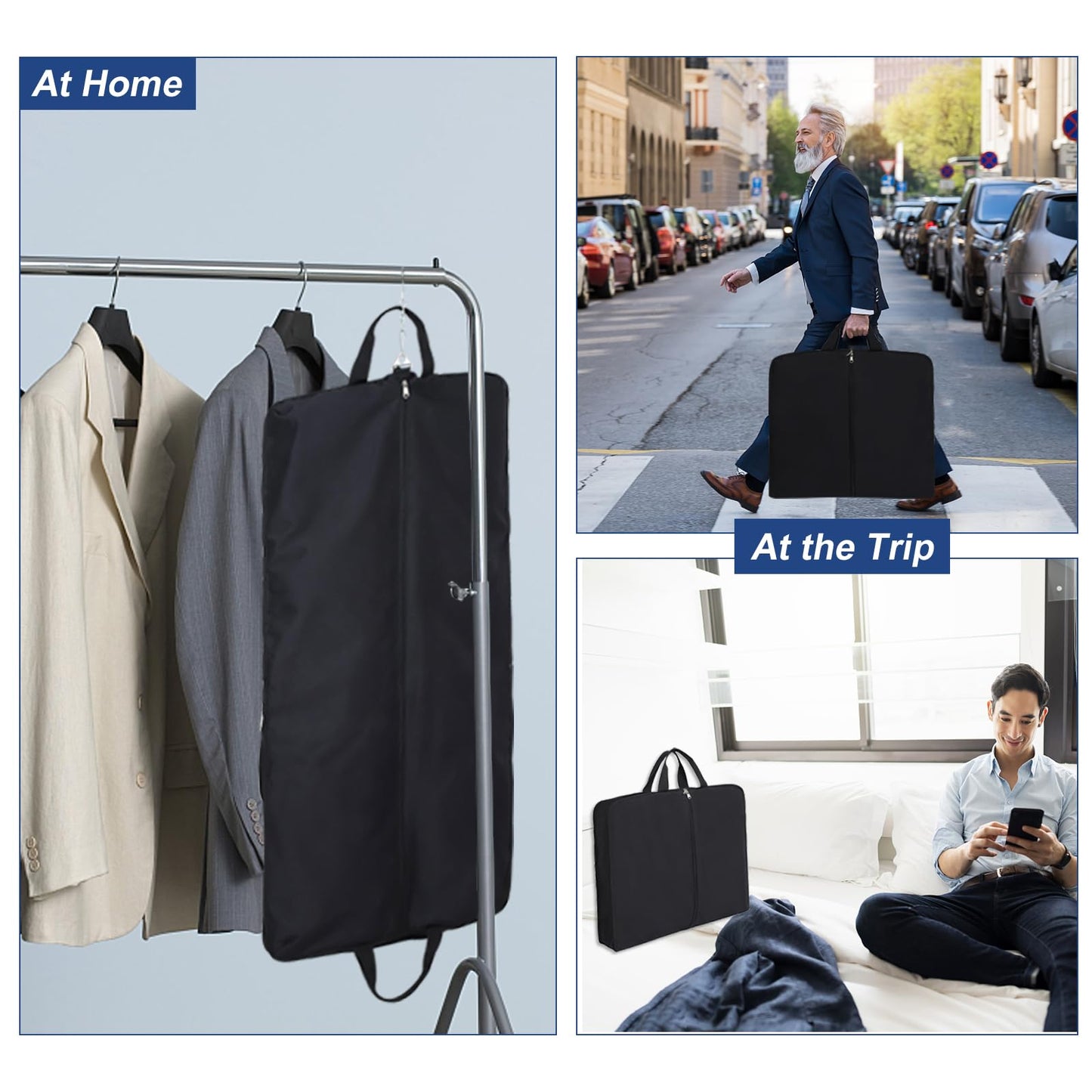 Edraco Garment Bag for Travel, Large Suit Travel Organizer Bag, Foldable Carry On Garment Bag