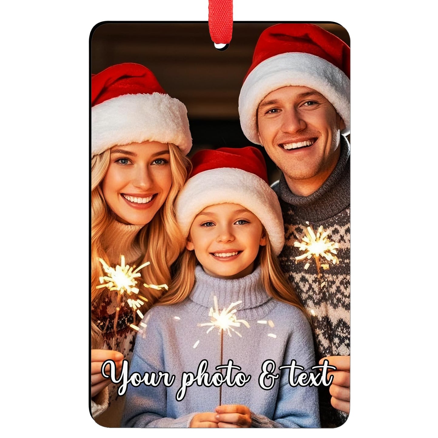 Personalized Family Christmas Ornaments with Photo - Custom Picture Text Ornaments for Christmas Tree 2026, Customized Wood Xmas Tree Decor for Couple, Mom, Dad, Friends, Loves