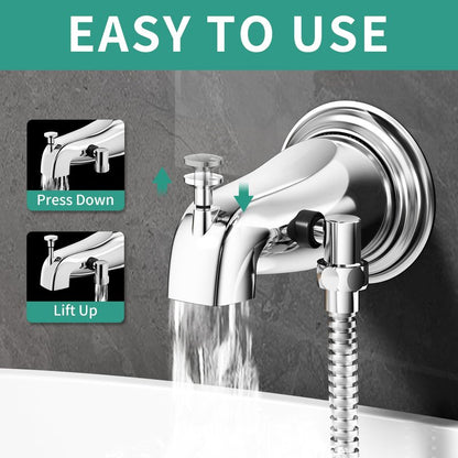 HEROBAI All Metal Bathtub Faucet Sprayer Attachment, Tub Spout with Diverter and Filtered Shower Head, Bathtub Hose Attachment for Tub Faucet, 3 Settings Hand Held Shower with On/Off Switch (Chrome)