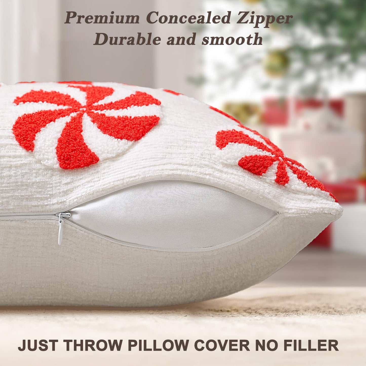 AYGXU Christmas Pillow Covers-Christmas Decor,2 Packs Candy Pillows 18 * 18in,Throw Pillows Covers for Bedroom Sofa Living Room