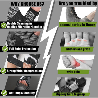 Workout Gloves Gym Gloves for Men and Women Weight Lifting Gloves with Wrist Support Full Palm Protection Breathable for Trainning, Cycling, Pull-ups, Rowing, Climbing