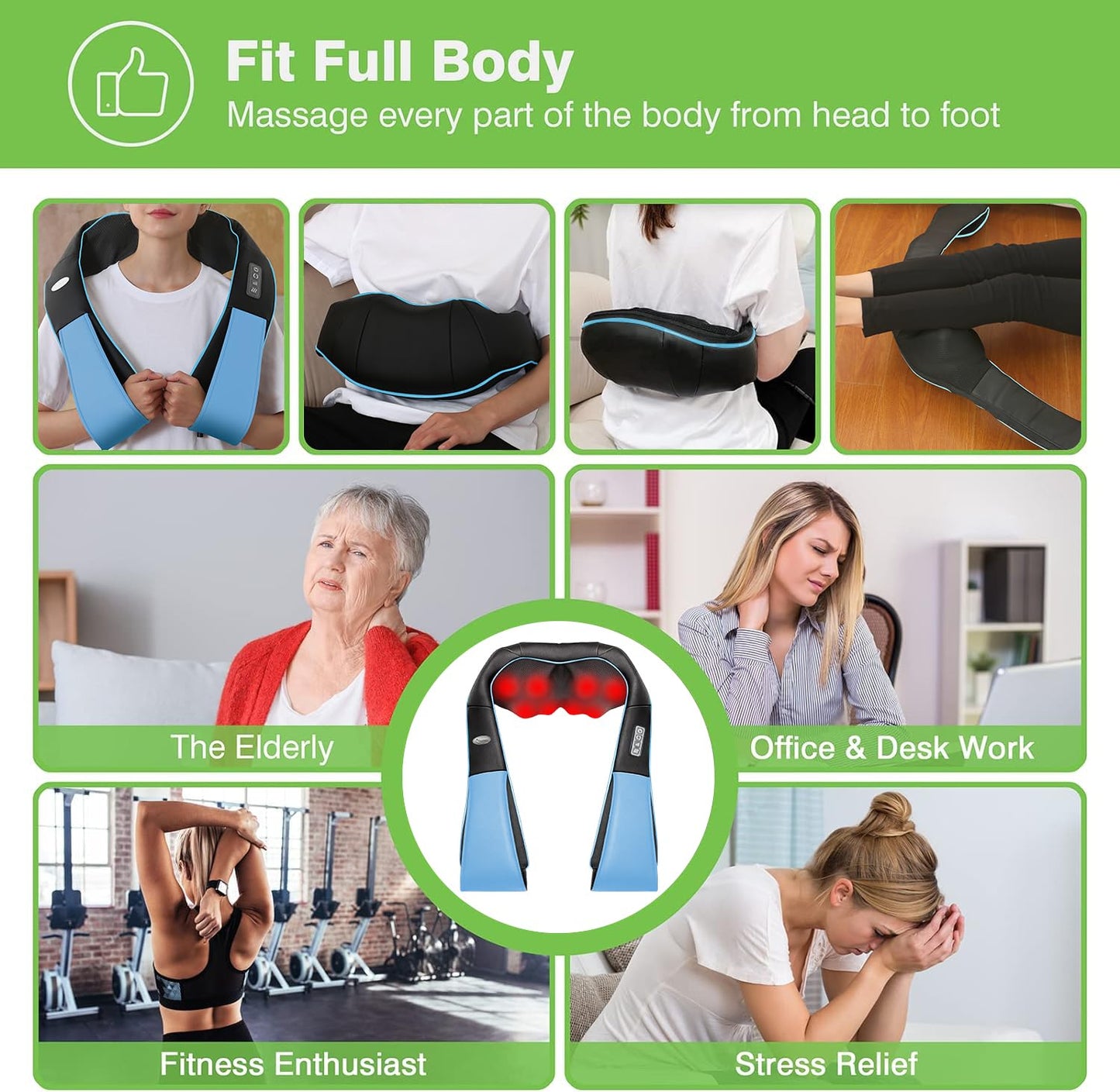 cotsoco Neck Massager,Shiatsu Shoulder and Back Massager with Heat, Electric Deep Tissue Massage Pillow for Body Muscle Pain Relief,Best Gifts Mom Dad Women Men,Home, Office Car Use