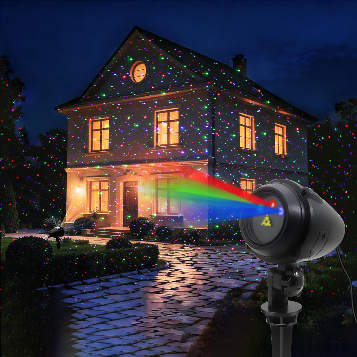 Outdoor Christmas Projection Lights, RGB Outdoor Lights, Waterproof Garden Projector (with Remote Control), Suitable for Homes, Yards, Gardens, Holiday Parties, and Home Decor