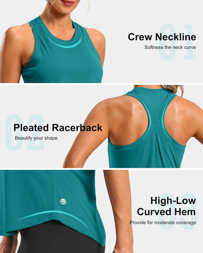 G Gradual Women's Workout Tank Tops Racerback Athletic Yoga Tops Loose Fit Sleeveless Running Gym Sports Shirts for Women(Teal,M)