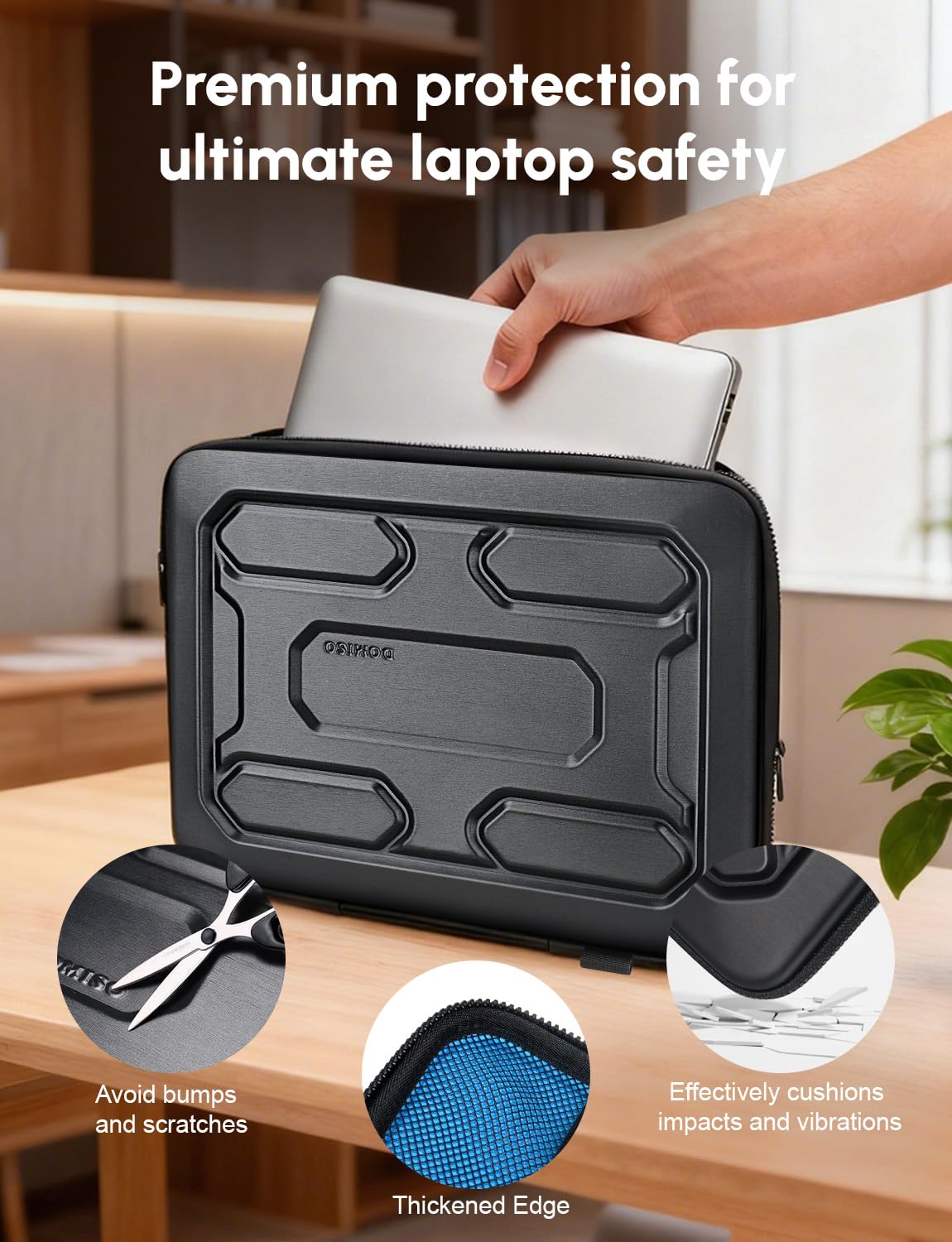 DOMISO 17 inch Laptop Sleeve Shoulder Bag Shockproof Computer Bag Waterproof EVA Protective Carrying Case for 17.3" MSI GS73VR Stealth Pro/Lenovo IdeaPad 321/HP Envy 17/LG Gram 17"/ROG Strix GL702VS