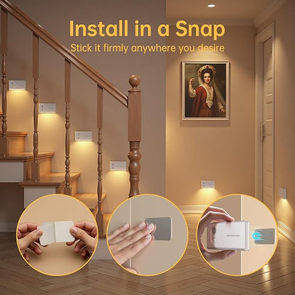 Motion Sensor Stair Night Lights Indoor, Rechargeable Closet Light with Adjustable Brightness and Direction, 3 Pack Wireless LED Light for Basement, Hallway, Bedroom, and Under Cabinet Lighting