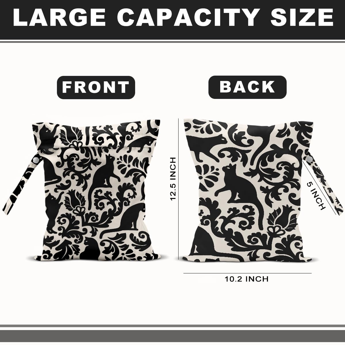 BQXH Cat Lover Gifts, 2Pcs Cat Print Wet Bags, Wet Dry Bag Reusable Zipper Pouch for Swimsuit, Diapers, Beach, Dirty Yoga Gym Clothes, Toiletries, Waterproof Birthday Christmas Gifts