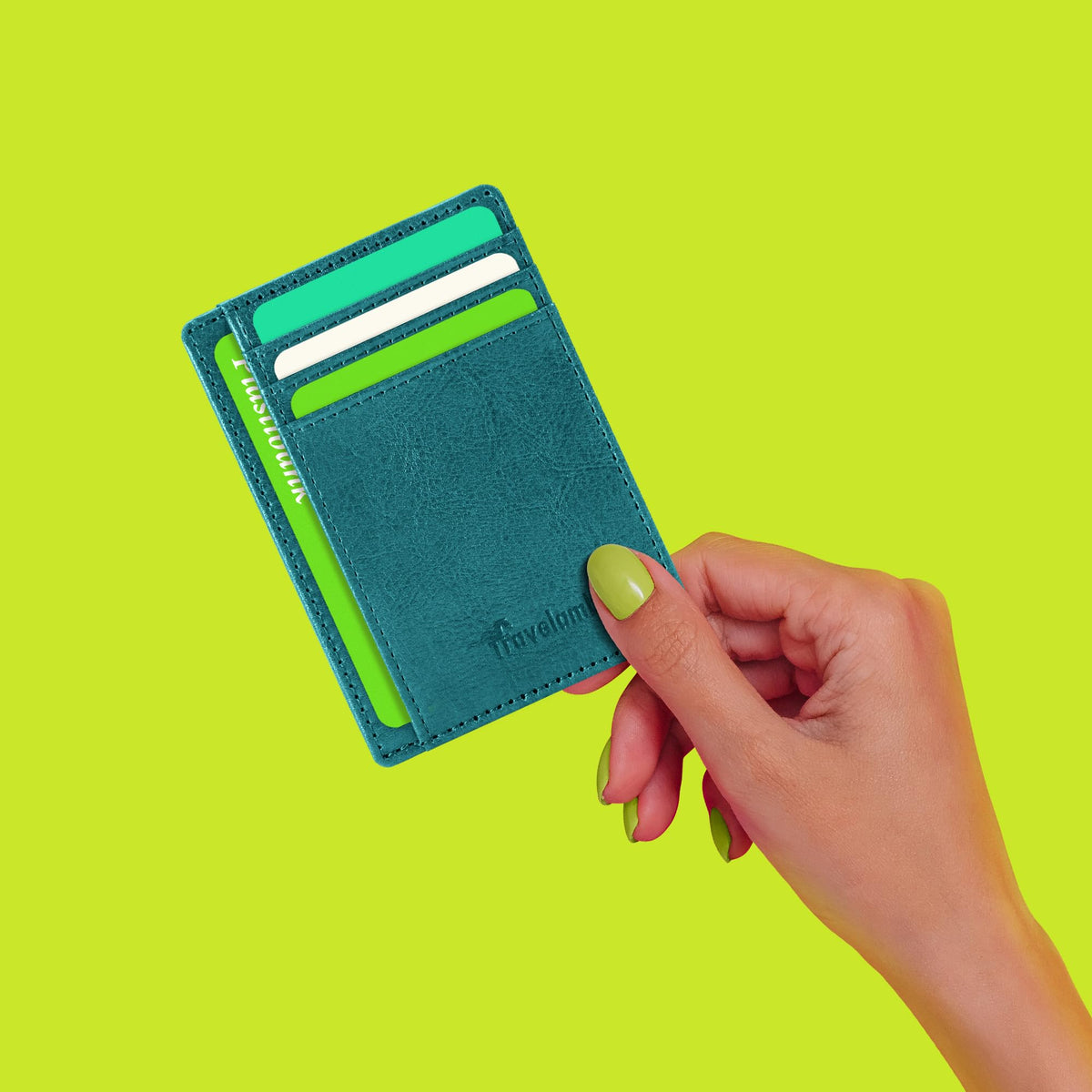 Travelambo Slim Wallet Front Pocket Minimalist Leather RFID Blocking Medium Size