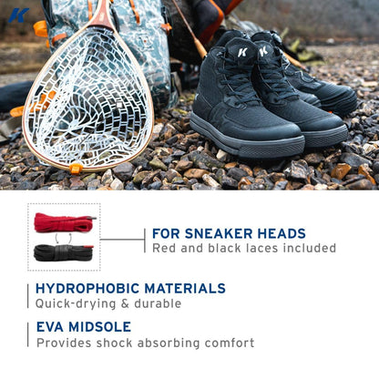 Korkers Men's Stealth Sneaker Wading Boot with Fixed Kling-On Rock Soles