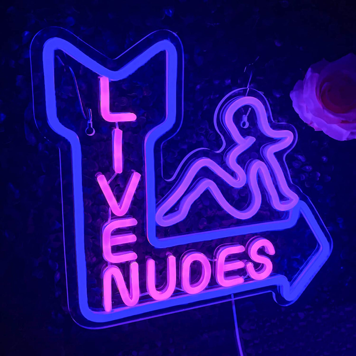 LooKLight Live Nudes Neon Sign - USB Powered, Purple, Wall Decor for Room, Man Cave, Bar