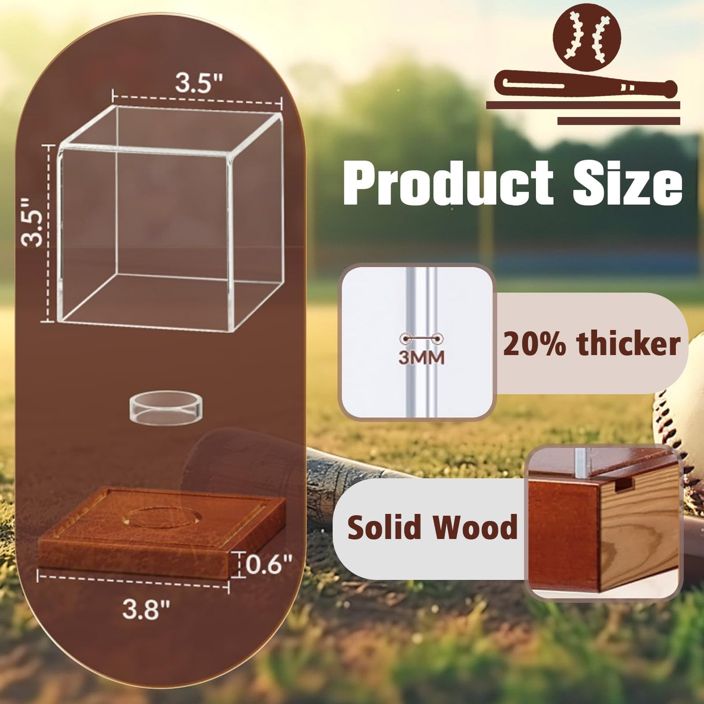 Personalized Baseball Display Case UV Protectedcase Baseball Box Custom Name Text Customize Baseball Cases Display for Balls - for Official Size Ball