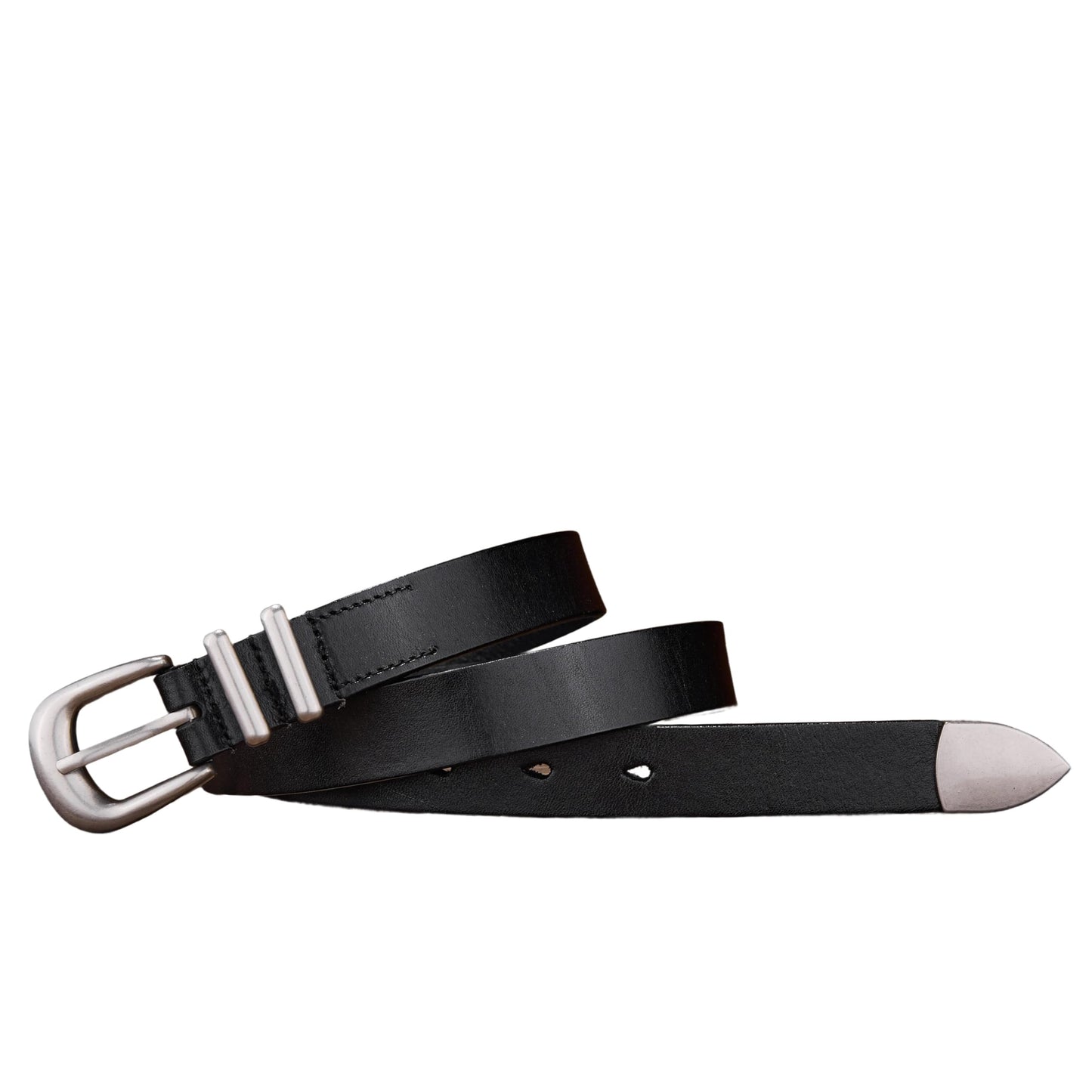 HQZBPT Womens Belts Classic Black Leather Belt with Silver Buckle, Casual Dress Belt, Premium Genuine Leather, Metal Buckle Design (XL: Fit Waist Size 34"-45.6")