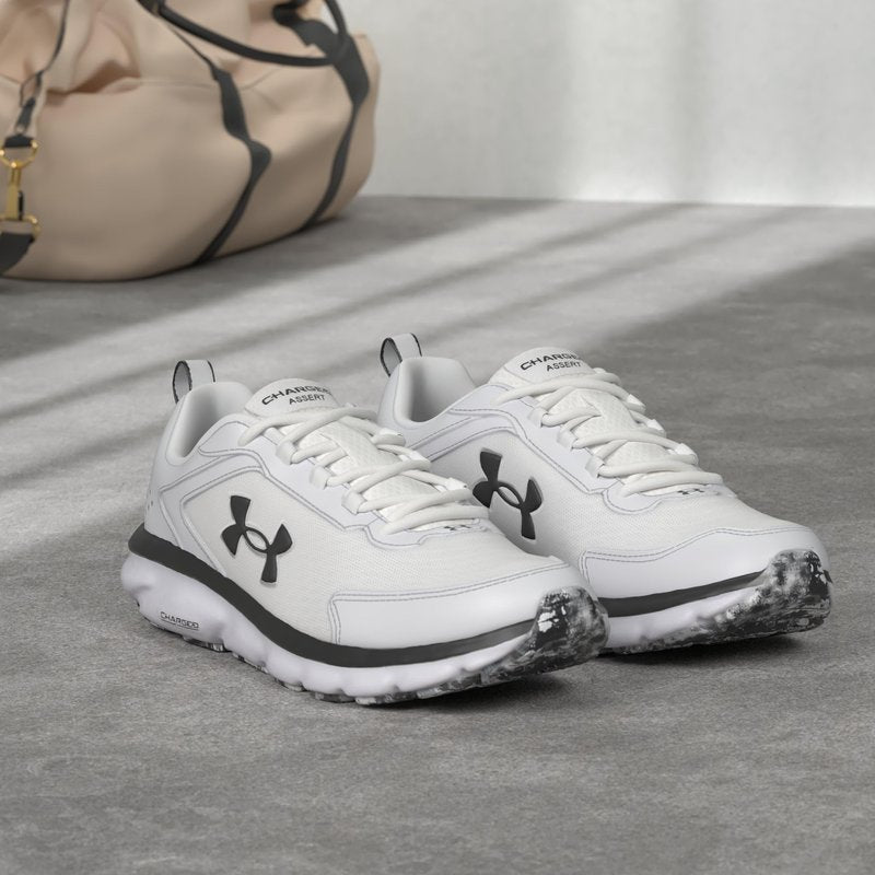 Under Armour Mens Charged Assert 9 Marble Running Shoe, White(101 Black, 8 US