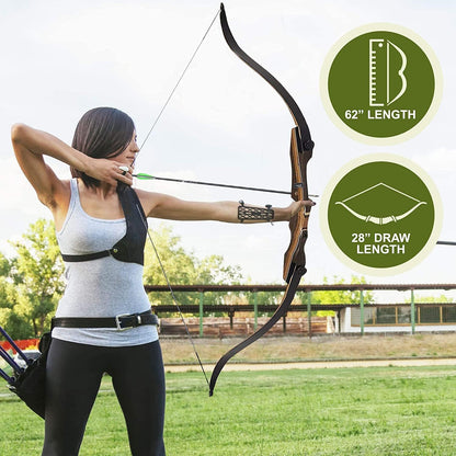 Samick Sage Archery Takedown Recurve Bow 62 inch - Bows for Teens to Adults - Beginners to Advanced, for Hunting & Target Practice, 55LB Draw Weight Left Handed