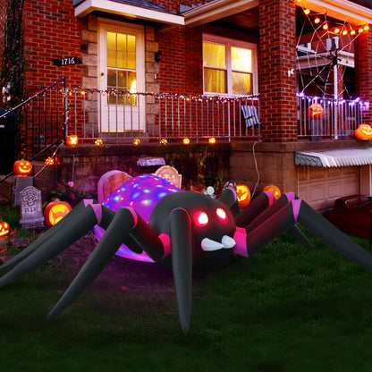 HZGDEJTG 12ft Purple Spider Halloween Inflatable Outdoor Decoration, Yard Decorations with LED Lights for Outdoor Lawn, Garden, Home Holiday Party