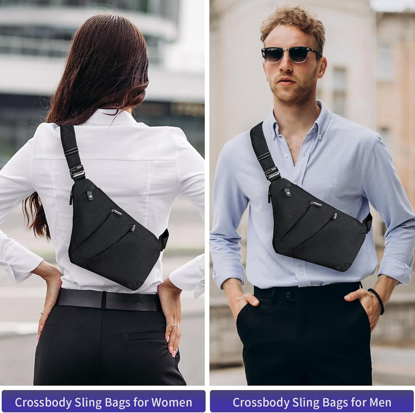 Anti Theft Crossbody Bags Sling Bag for Women Men Waterproof Wander Bag for Sports and Travel. (1.0Black, Small)