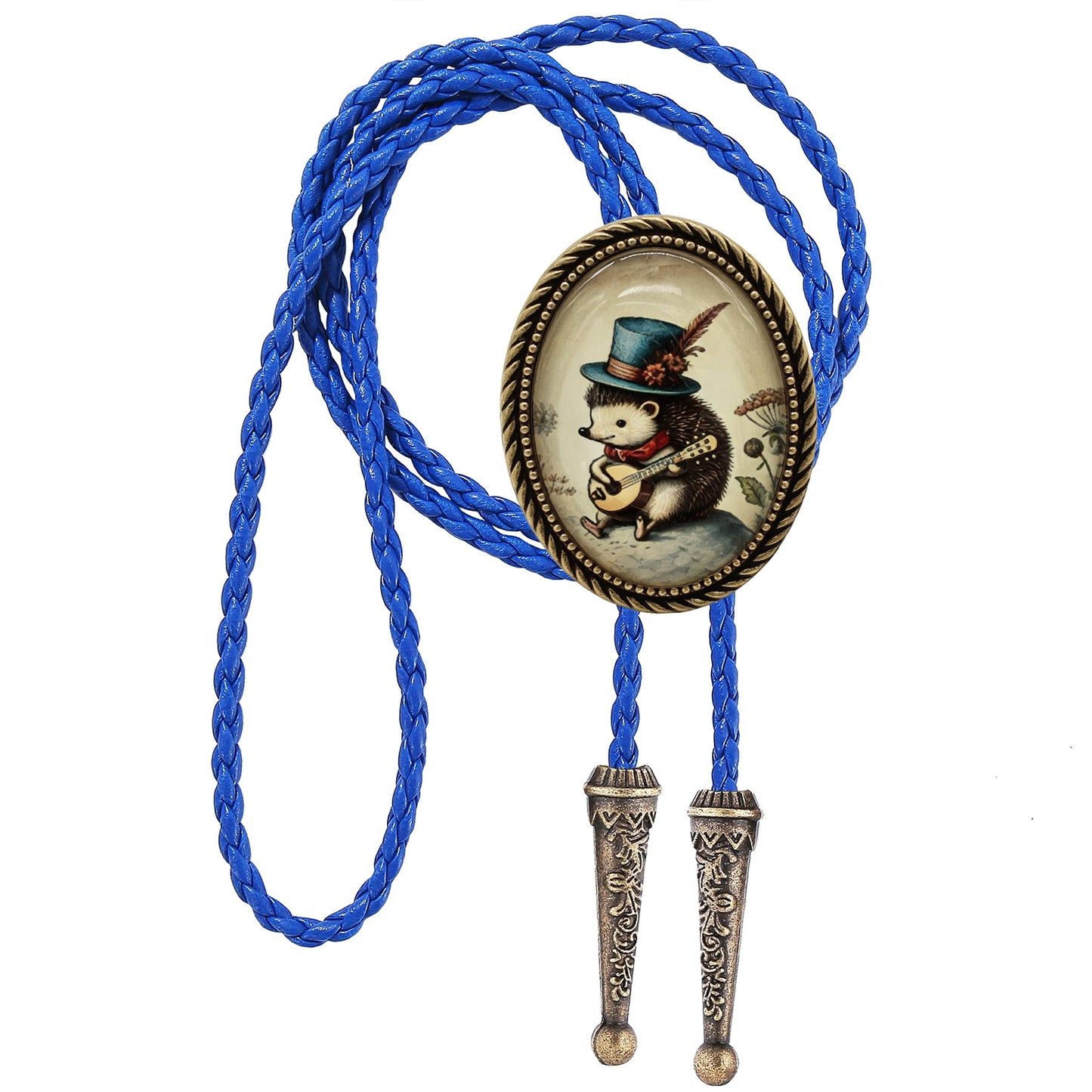 Jeilwiy Hedgehog Bolo Tie for Men Women 3D Animal Bolo Tie Adjustable Blue Leather Necktie Novelty Cowboy String Ties Music Inspired Accessory