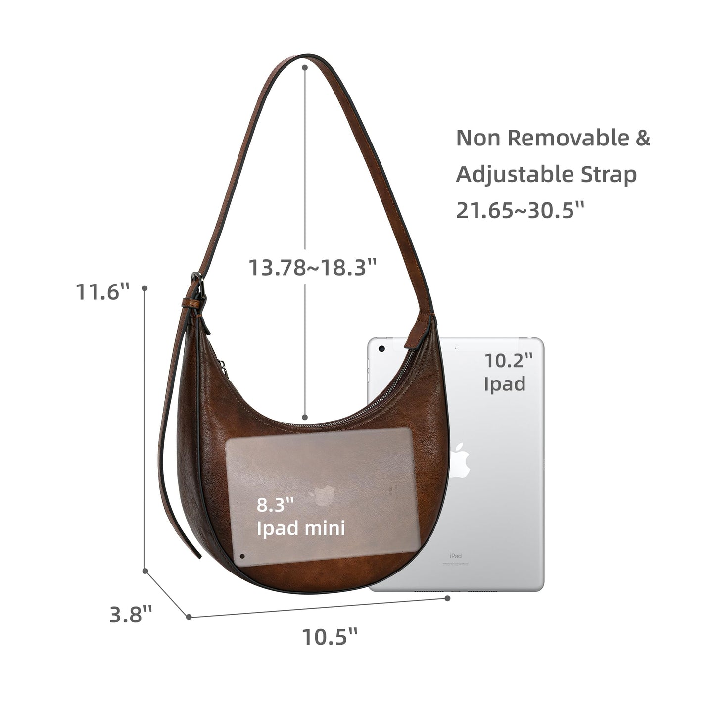 Iswee Leather Crossbody Purses for Women Hobo Shoulder Bag with Wide Strap Versatile Crescent Purse Satchel Bag Work Purse(Coffee)