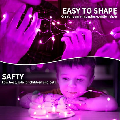 pozzolanas 12 Pack Pink Fairy Lights Battery Operated 3 Modes 7FT 20 LED Waterproof String Lights Twinkle Silver Wire for Mason Jars Wedding Christmas Halloween Part Decor (12, Pink)