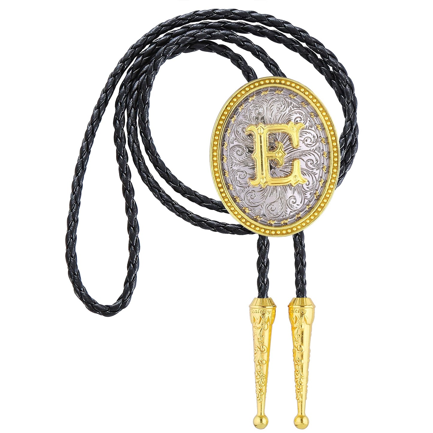 GelConnie Cowboy Ties for Men Western Initial Letters Bolo Tie ABCDJMR to Z Leather Necktie Jewelry Accessories for Men Women