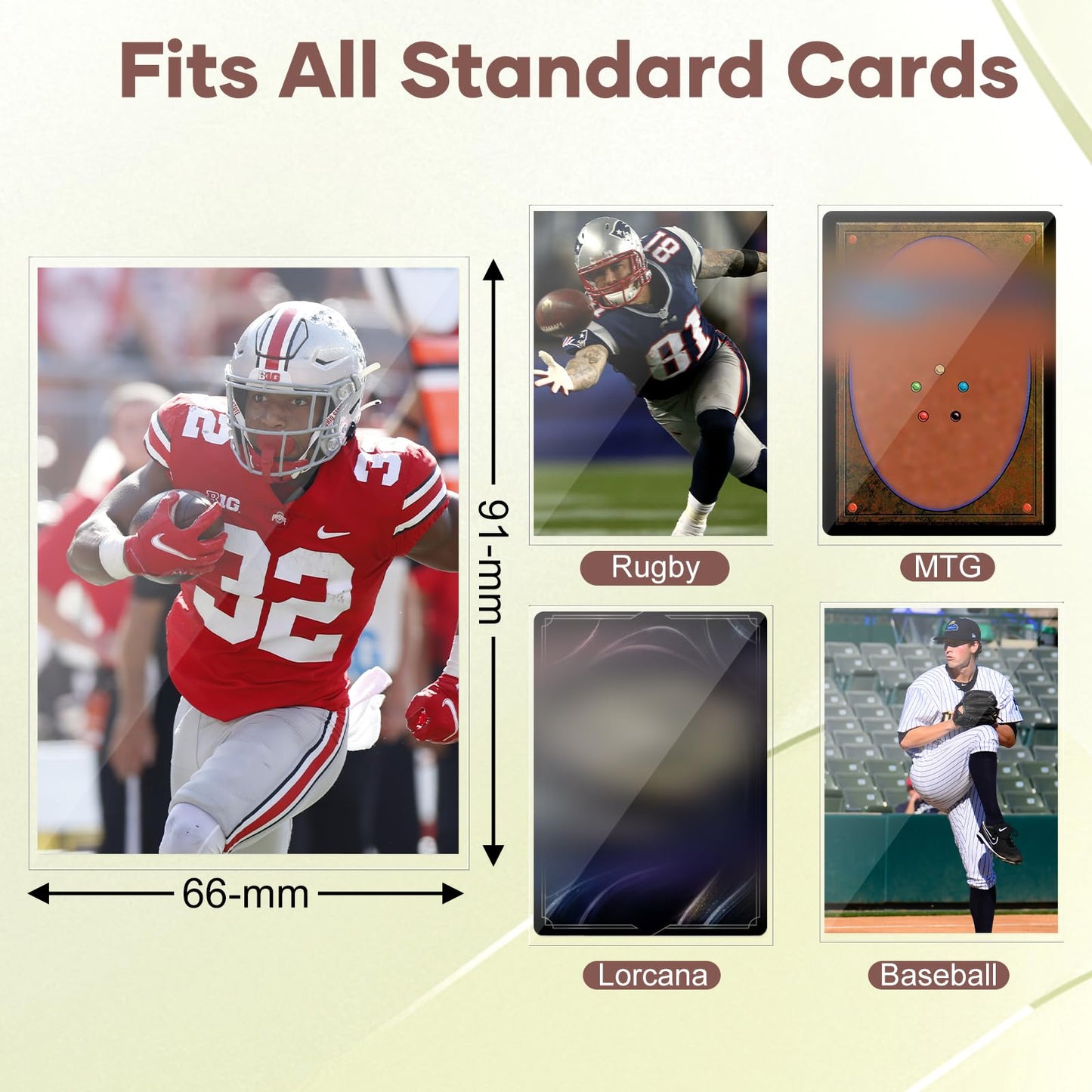 Mlikero 100 Count Card Sleeves, Clear Soft Trading Card Sleeves, Polypropylene (PP), Fit for MTG, TCG, Baseball, Football, Game Cards