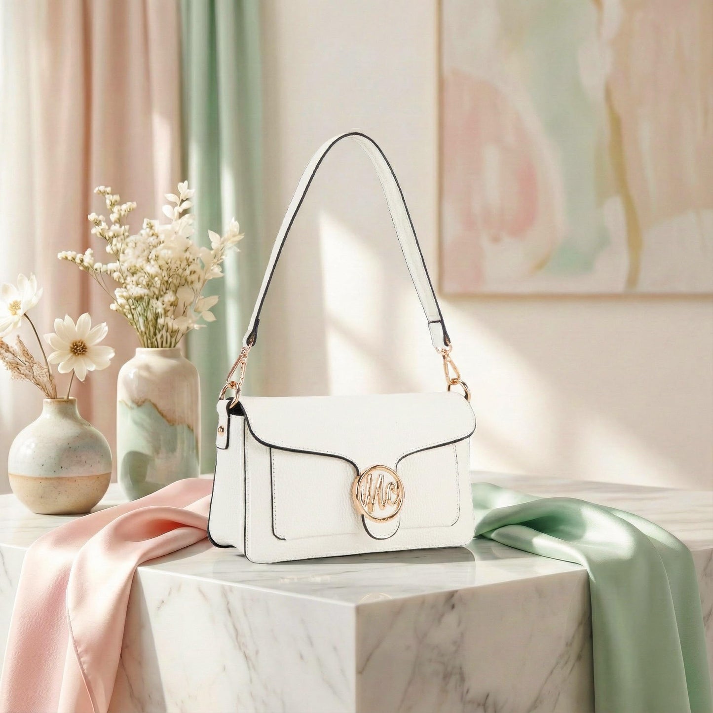 Milan Chiva Crossbody Bags for Women - Small Cross Body Purse Shoulder Bag, Cute Purse Handbags for Daily Commute Travel MC-619WT