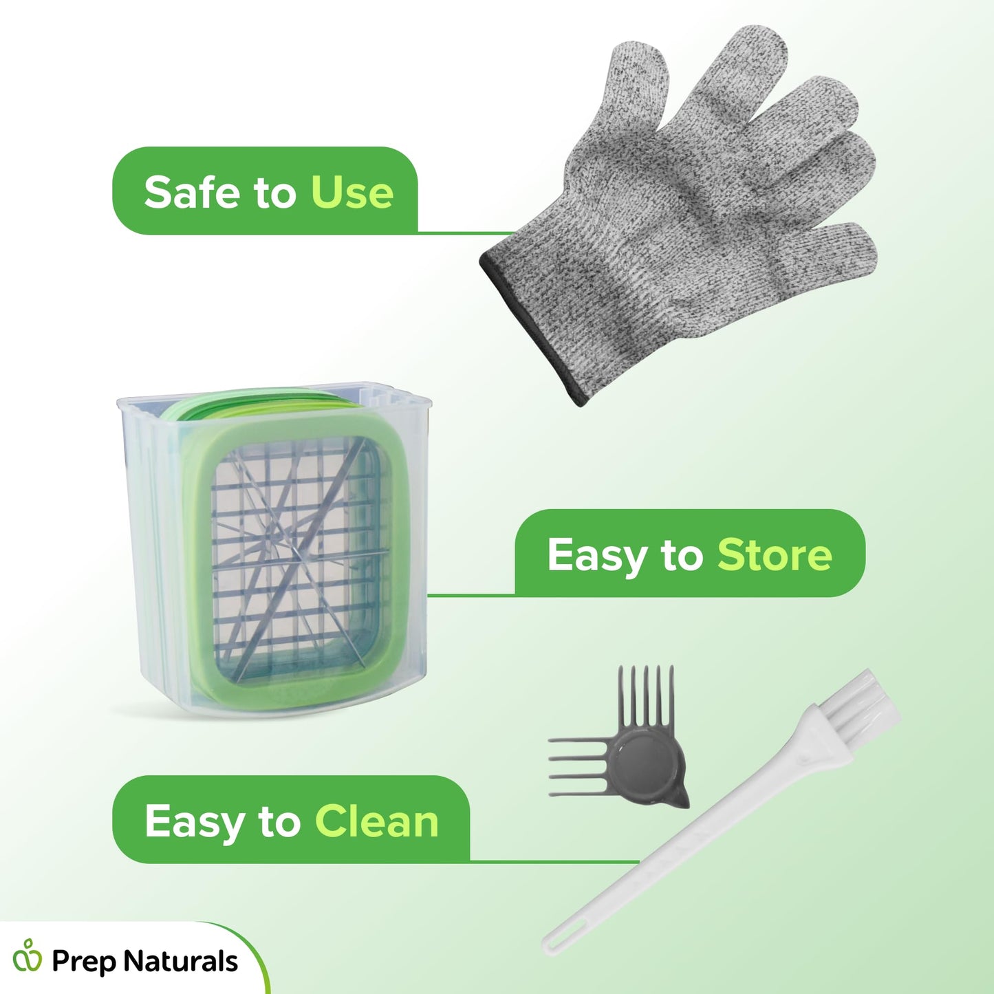 PrepNaturals 3-in-1 French Fry Cutter - Potato French Fry Cutter - French Fries Cutter - Food Chopper Manual Hand - Veggie Cutter - Vegetable Chopper