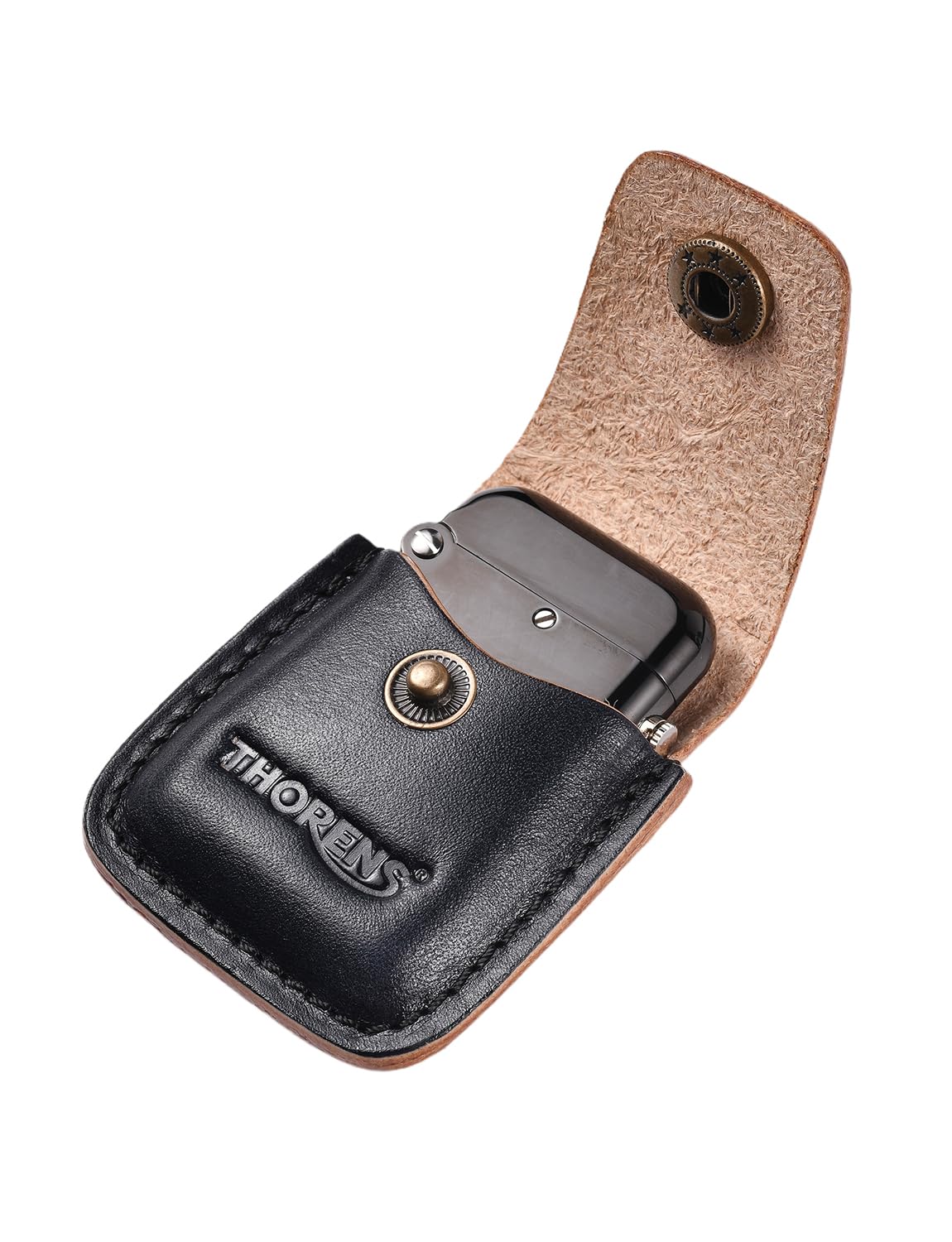 Thorens Lighter Accessory - Handcrafted Premium Leather Lighter Case - Charcoal Black