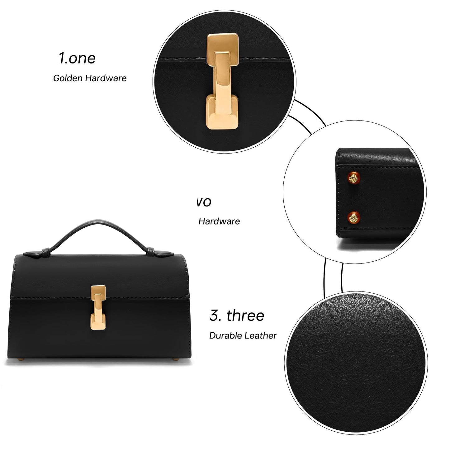 Goinsound Small Shoulder Bag for Women - Leather Top Handle Evening Bag Clutch Purses with Adjustable Strap Black