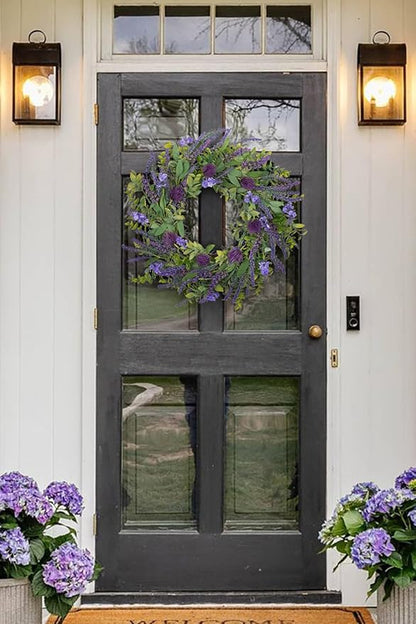 Lavender Wreath for Front Door Spring Summer Wreaths for Front Door, 22 Inch Doors Wreaths for Front Doors Outside All Season, Summer Wreath for Home Wall Window Party Wedding Decor Indoor Outdoor