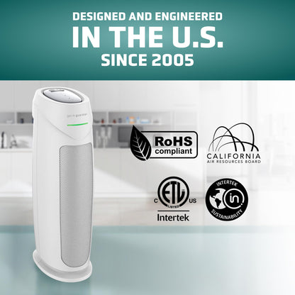 GermGuardian 4-In-1 HEPA Air Purifier for Home, Large Rooms Up To 743 Sq. Ft. with HEPA Air Filter, UV-C Light & Odor Reduction, AC4825E, 22" Tower, Gray