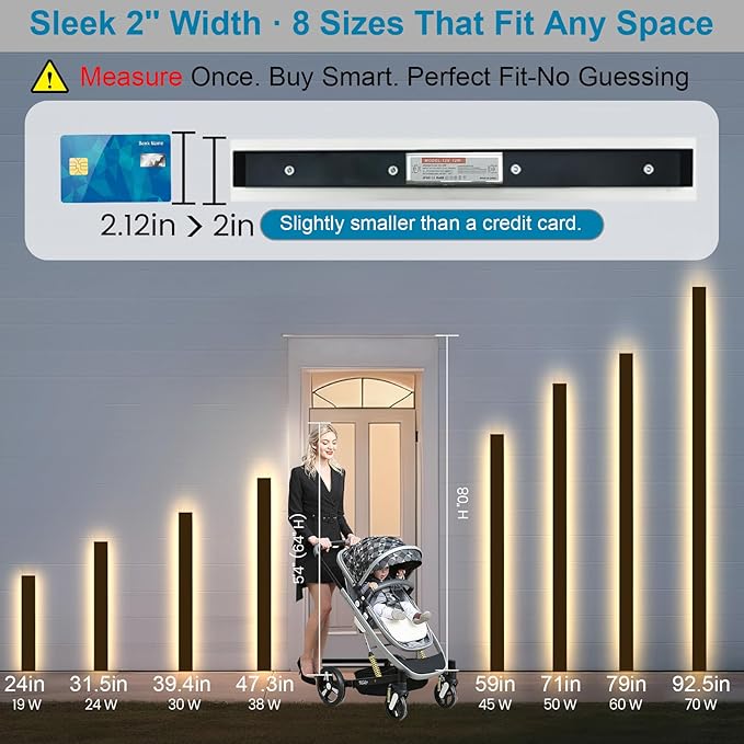 92.5inch Modern Exterior Lighting Fixtures, Waterproof IP65 Linear Outdoor Wall Sconce, Black LED Porch Lights Outdoor 3000K Long Outside Wall Lights for House Exterior Wall Mount Lights
