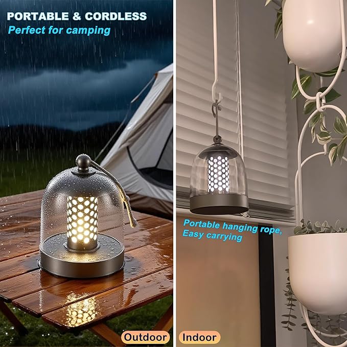 Outdoor Cordless Table Lamp Rechargeable,Water Proof Shower Lamp for Bathroom,Small Ambient Bedside Lamps for Night Stands (Silver Gray)