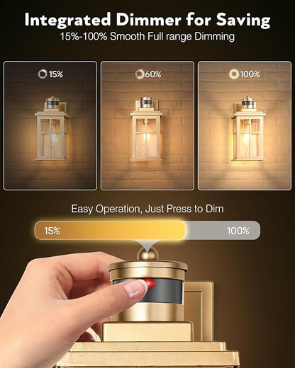 VIANIS 2 Pack Motion Sensor Outdoor Wall Lights, Modern Gold Exterior Garage Lighting Fixtures Wall Mount for House, Anti-Rust Waterproof Dusk to Dawn Front Porch Lights Wall Lantern Sconce for Patio