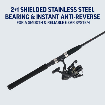 PENN 6'6" Wrath II Fishing Rod and Spinning Reel Combo, Size 2500, Medium Light Power, Extra Fast Action, Corrosion-Resistant Graphite Construction, Lightweight and Durable