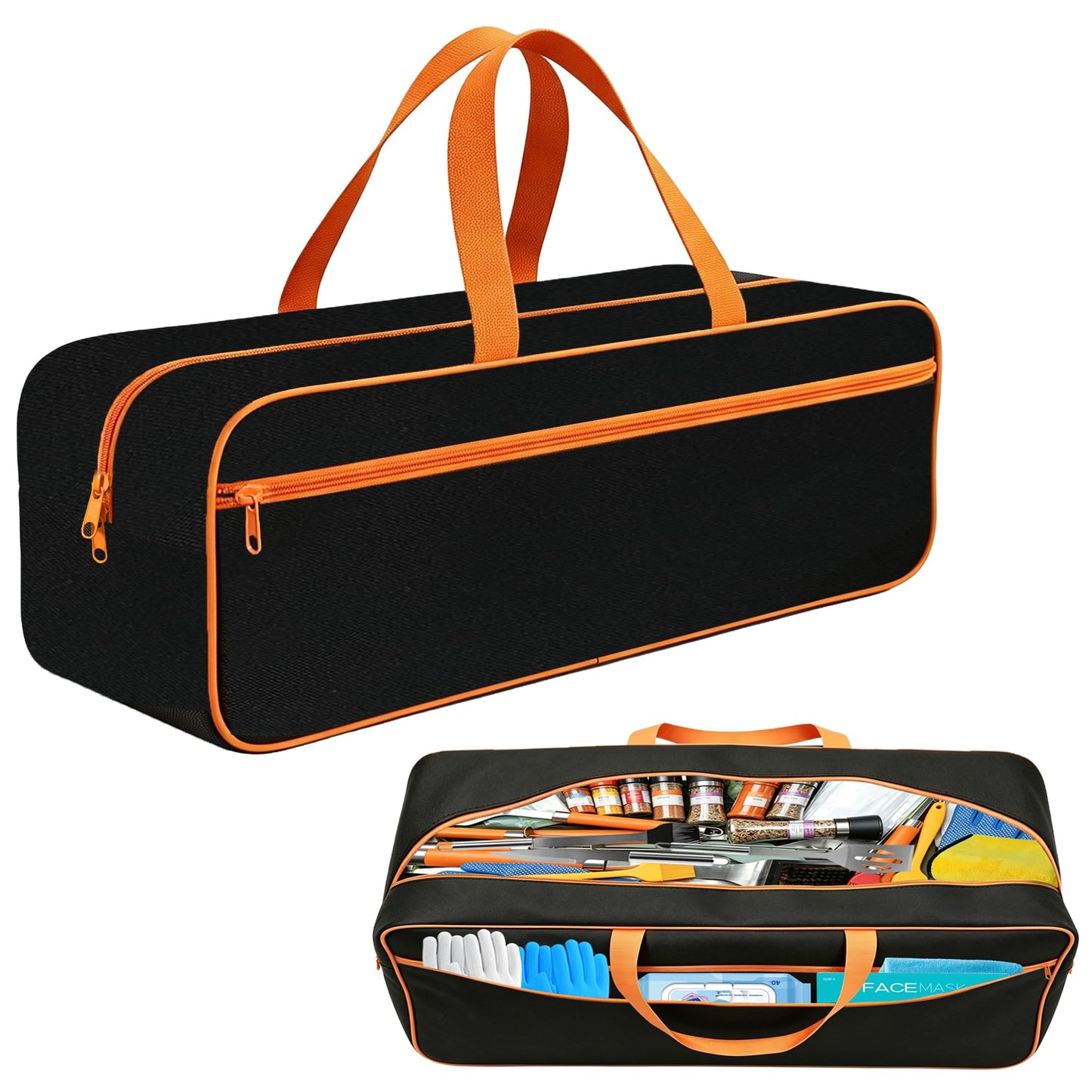 Extra Large Grill Tool Storage Bag, Heavy Duty BBQ Accessories Organizer, Oversized Griddle Storage Case Compatible with Blackstone, Holds Spatulas, Scrapers, Bottles and Grill Cleaning Tools