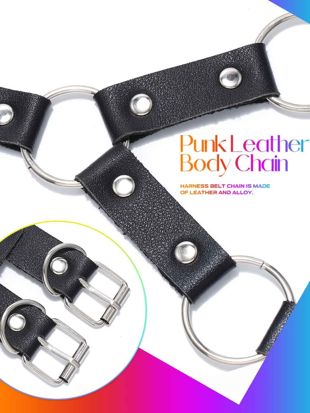 BODIY Black Chest Harness Belt Leather Chest Belt Plus Size Body Harness Fashion Strap Belts for Women (Black)
