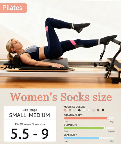 Mancreda Pilates Socks for Women with Non-Slip Grips 84% Cotton Yoga Socks for Barre, Hospital & Barefoot - One Size Fits Most (3 Pairs,JD)
