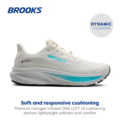 Brooks Women’s Ghost 17 GTX Waterproof Supportive Running & Walking Shoe - Coconut/Oyster/Blue - 11.5 Medium