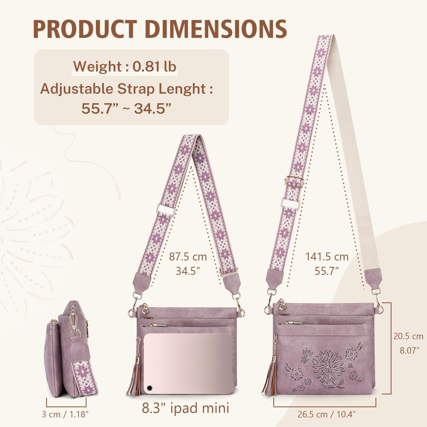 HAYRVANE Crossbody Bags for Women Designer Leather Cross Body Purses Multi Pocket Shoulder Handbags with Wide Strap