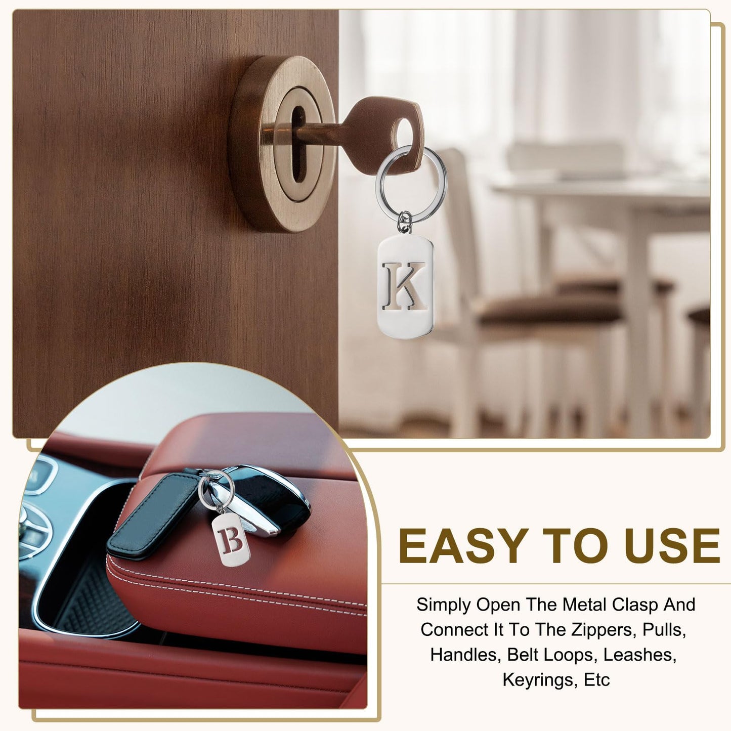 PATIKIL Initial Letter Key Chain, A-Z KeyChain DIY Pendant Key Ring A-Z Charm Alphabet Keyring Bag Backpack Decor for Keys Purse Party Gifts Favors, Silver (Letter S)
