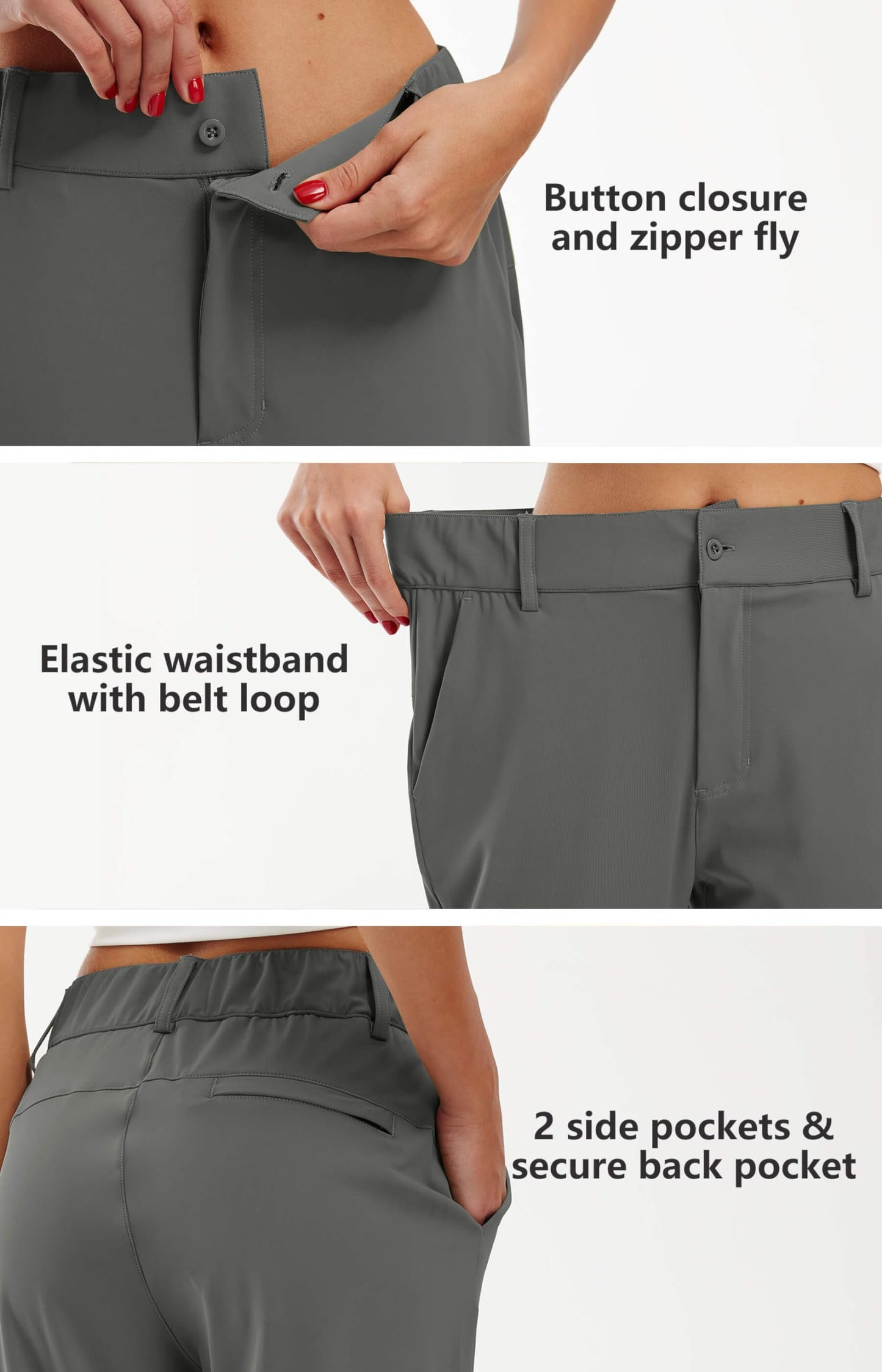 Libin Women's 4-Way Stretch Golf Joggers Pants with Pockets, Tapered Athletic Running Sweatpants, Work Dress Casual Slacks for Women, Grey M