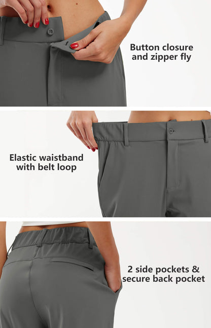 Libin Women's 4-Way Stretch Golf Joggers Pants with Pockets, Tapered Athletic Running Sweatpants, Work Dress Casual Slacks for Women, Grey M