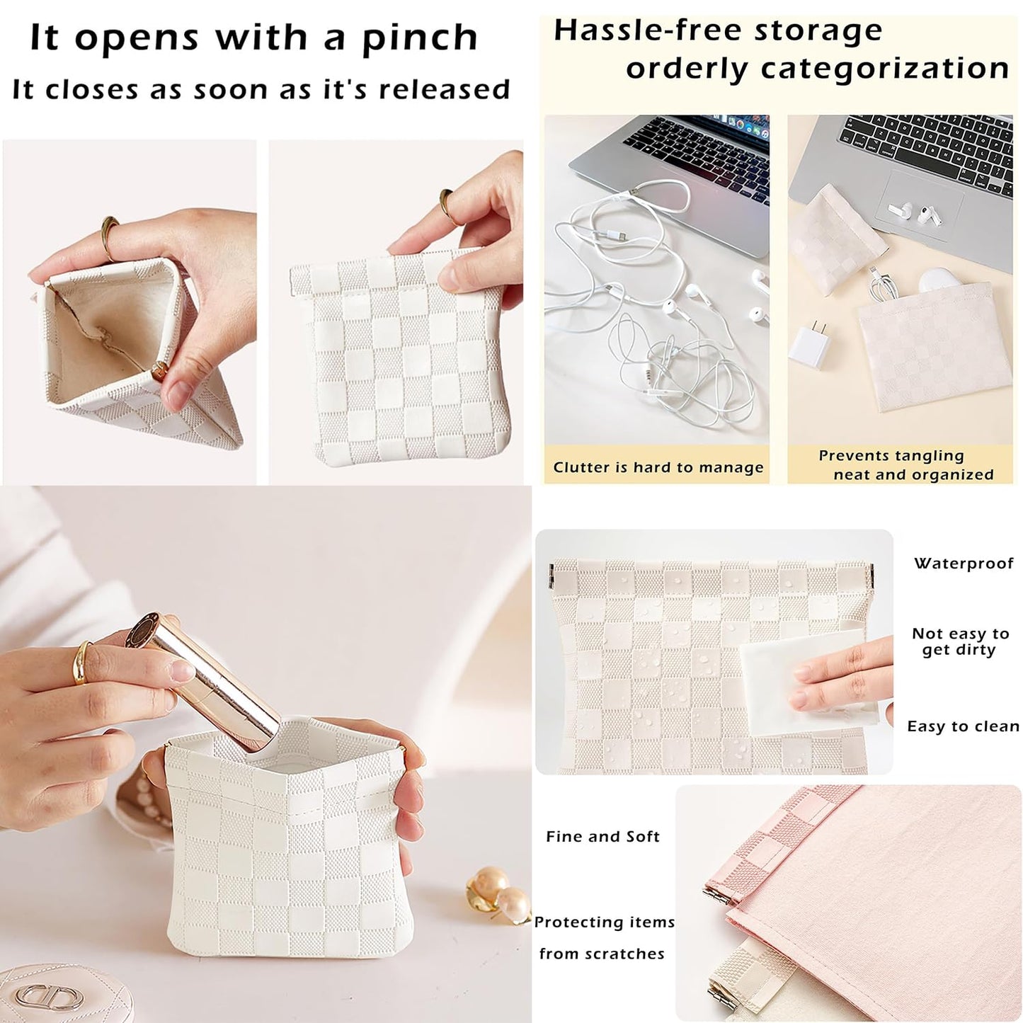 Vpoofree Clutch Purses for Women,Woven Clutch with Leather Pocket Bag,Woven Crochet Dumpling Striped Cloud Handbag Evening Bag Summer (Black-brown Stripe Woven Clutch Purses)