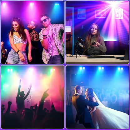 80W Dj Lights with Stand,7 in 1 Party Light Dj Disco Lights Sound Activated DMX Wireless Control with Rotating Ball,Strobe,UV,Colorful Effect for Stage KTV Band Wedding with Carry Bag (Black, 4)