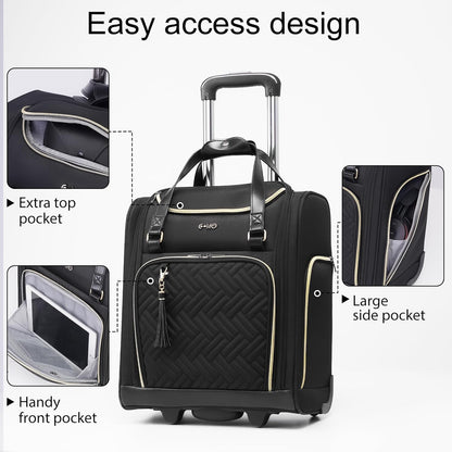 Coolife Luggage Carry On Luggage Underseat Luggage Suitcase Softside Wheeled Luggage Lightweight Rolling Travel Bag Underseater (Champagne Gray, Carry-On 16-Inch)