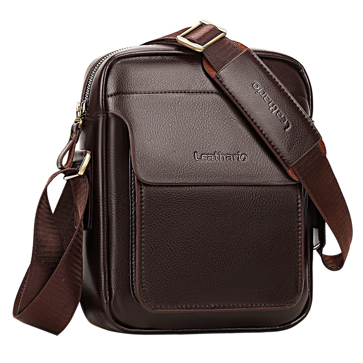 Leathario Crossbody Bag For Men Vegan Leather Shoulder Messenger Purse Sling Satchel Bag For Work Business Travel